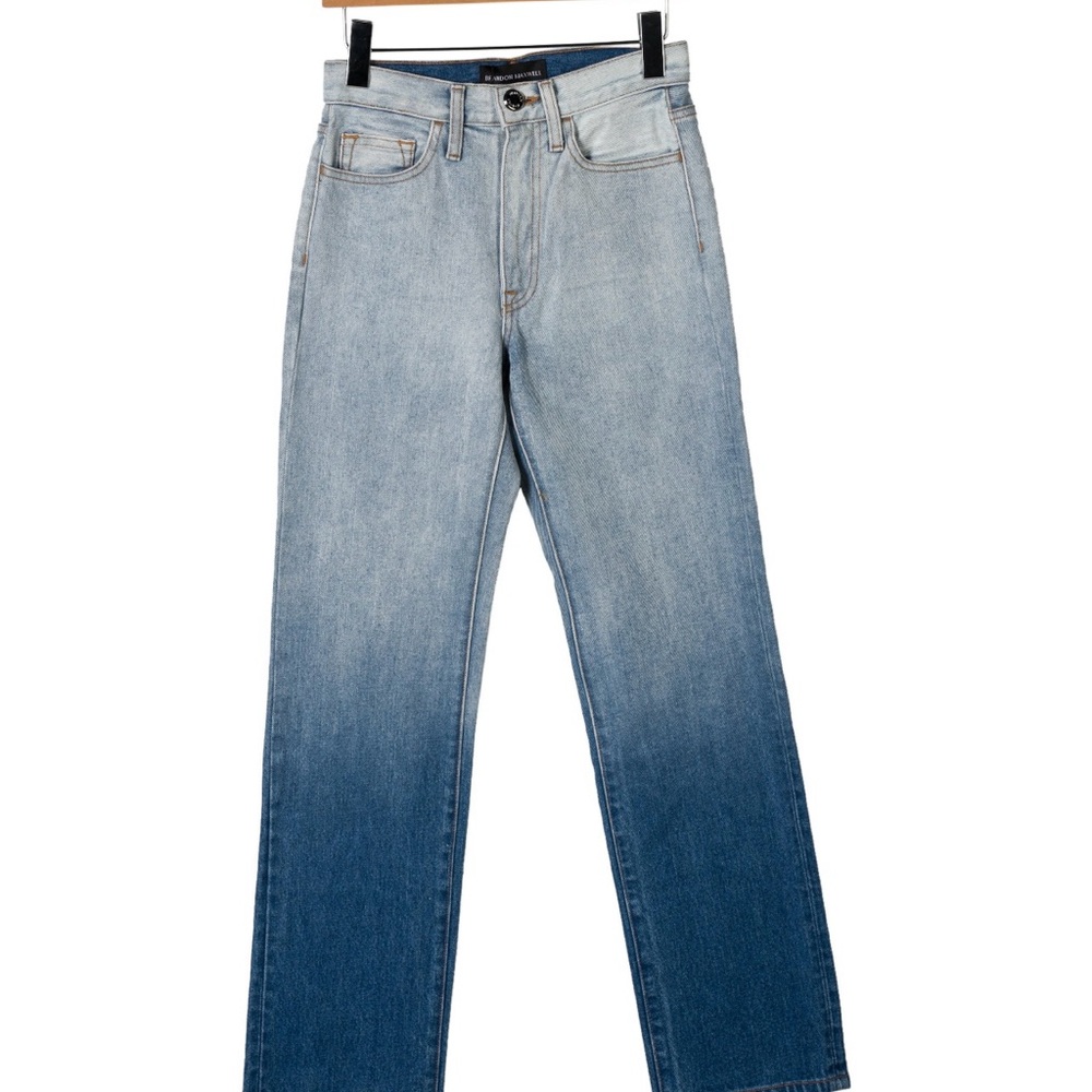 Brandon Maxwell Women's Blue Gradient Straight Leg Jeans